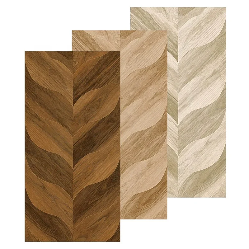 Leaf fishbone wood grain brick anti-slip floor tile 600x1200 mall hotel B&B antique brick