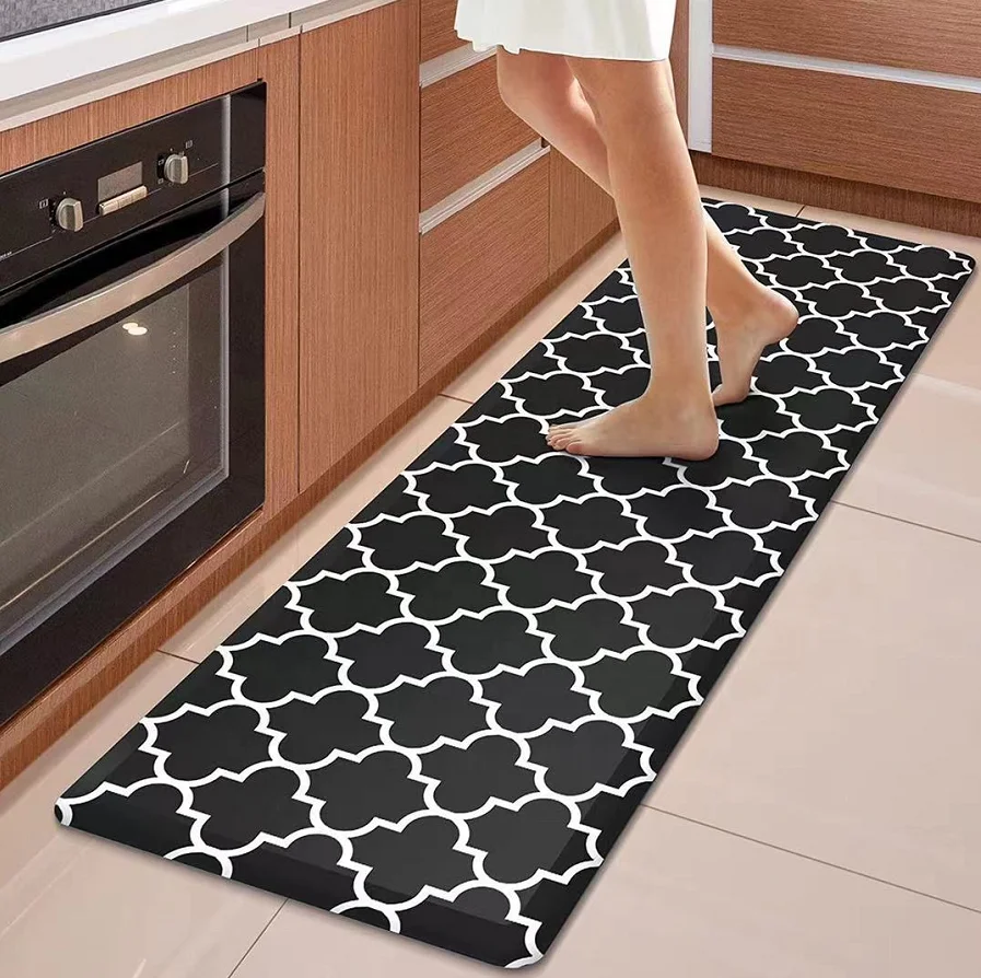 high density soft pvc waterproof comfortable floor custom logo printed anti-fatigue kitchen mats