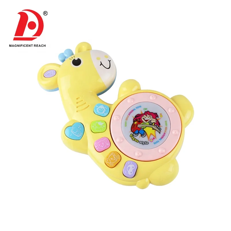 HUADA 2019 Lovely Cartoon Animal Styling Plastic Baby Drum Musical Toy with Music & Light