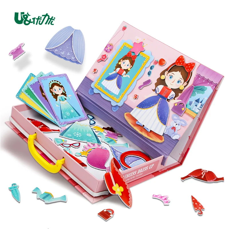 Kids Fashion Toys For Girl Gift DIY Princess Dress Up Colorful Magnetic Cards Flexible move games