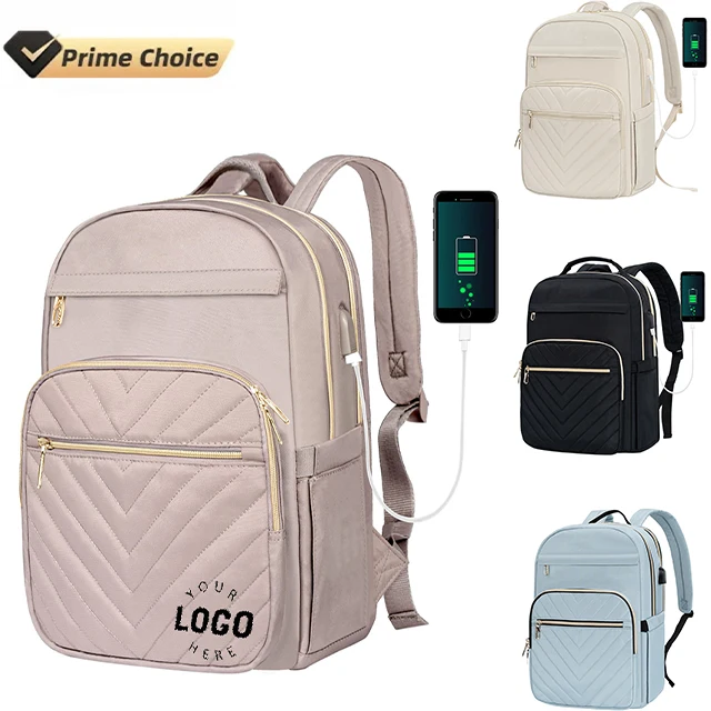 BSCI Custom  17 Inch Laptop Backpack for Women Men Fashion Computer Work Bag Large Capacity Waterproof with USB Port