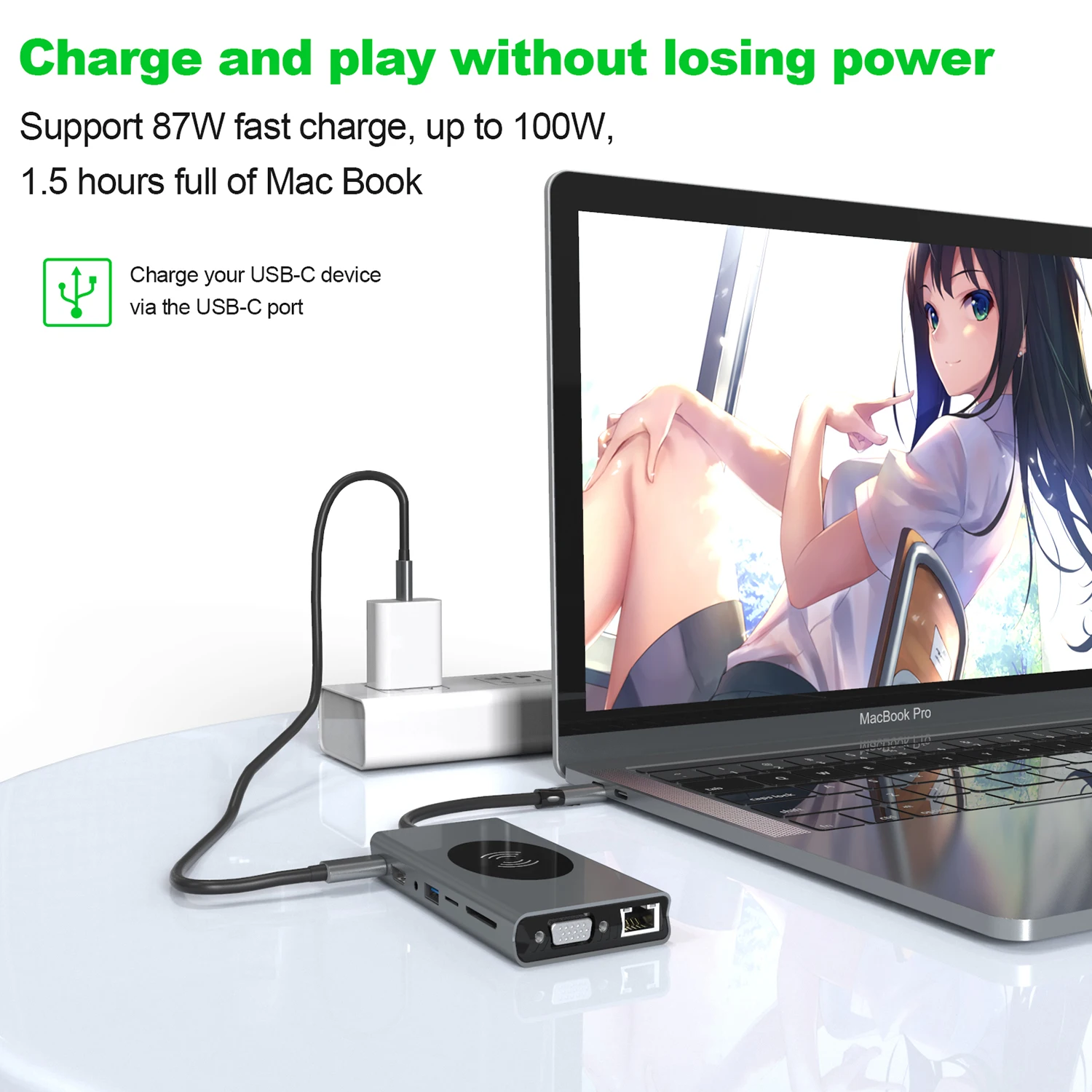 BASIX 15 в 1 Type-C к HD-MI USB Power Delivery концентратор для док-станции ноутбуков адаптер macbook pro usb