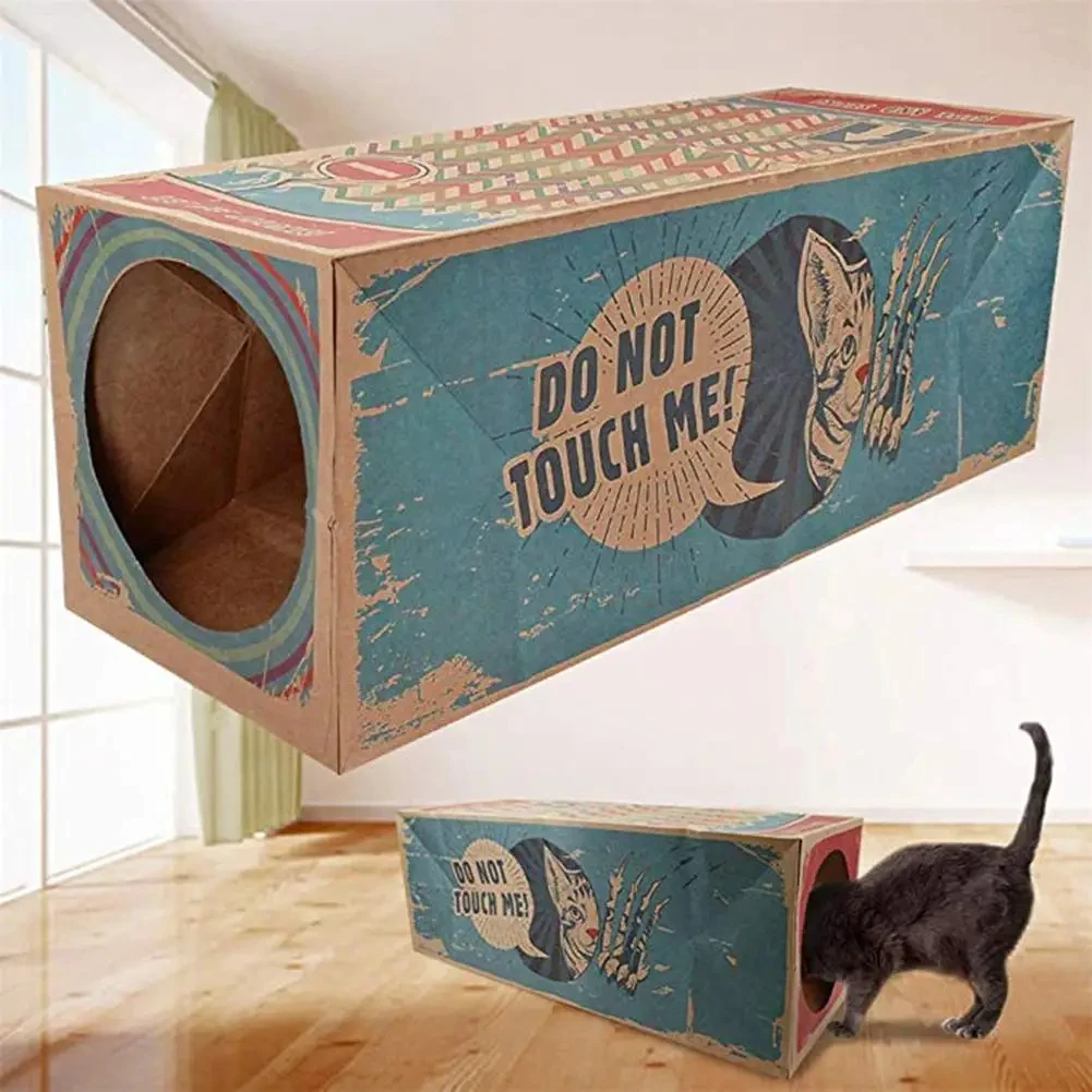 Funny Foldable Holes House Kitten Kraft Paper Tunnel Cave Hide and Seek Tube Toys for Cats Interactive