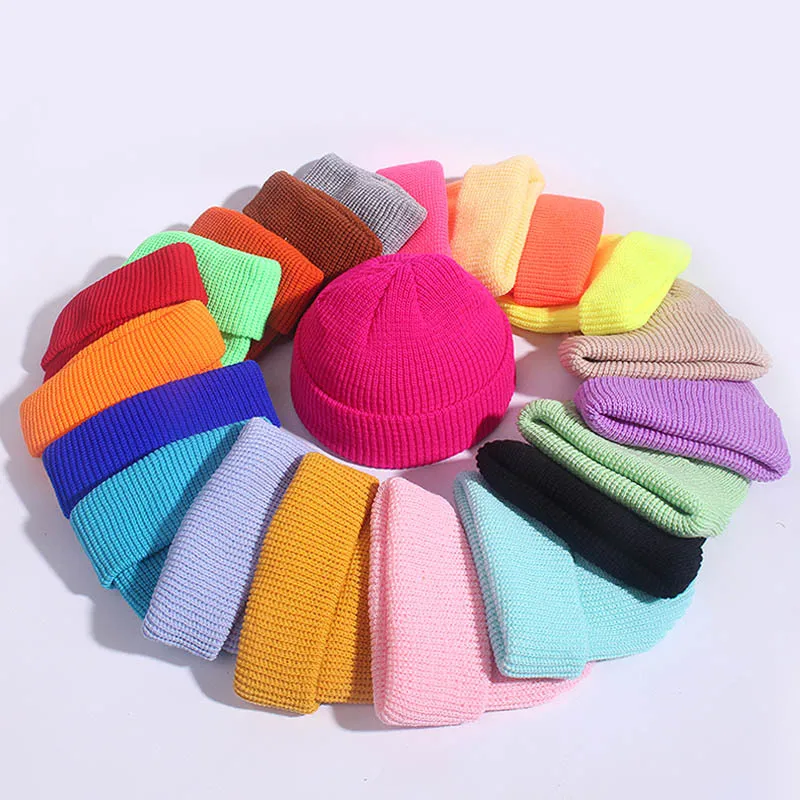 Hip Hop Melon Hat Knit Rolled Cuff Beanie Warm Winter Cap Fisherman Beanie Skull Cap Winter Trawler Beanie Hat