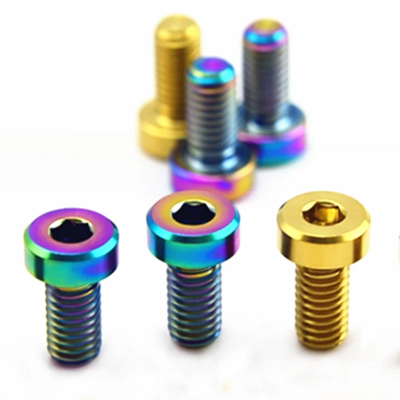 Titanium bolt M6 X 12mm Titanium Screws For Shimano XT/XTR Oil Brake Screw,Oiling Hole Colored Ti Bolts For Mountain Bike