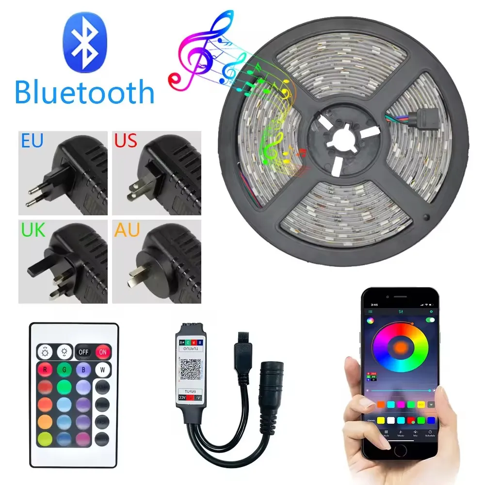 Led Strip Lights Smd 5050 Snake Lucse Flexible Waterproof Led Strip Lights 5 Meter Smart Rgb Rgbic Colorful Luces