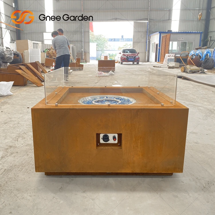 Factory Supply Outdoor Gas Fire Pit Outdoor Patio Corten Steel Propane Fire Pit Table Gas Firepit