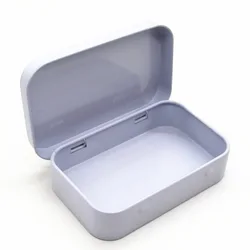 Bulk Portable Hinge Lid Metal Storage Box Small Rectangular Tobacco Tin