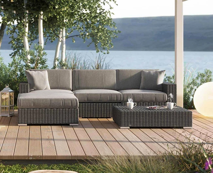 Летнее время 2021 поли ротанга садовый патио мебель набор Водонепроницаемый гостиной секционный диван u-образный диван