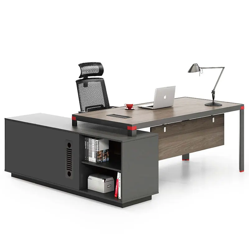 
Factory wholesale bureau chief office furniture executive desk worktop with sideboard and bookcase 
