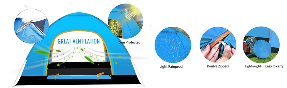 Outdoor Single & Double Layer Camping Tent Waterproof Polyester Beach Shade for Hiking-4 Person Capacity for Summer