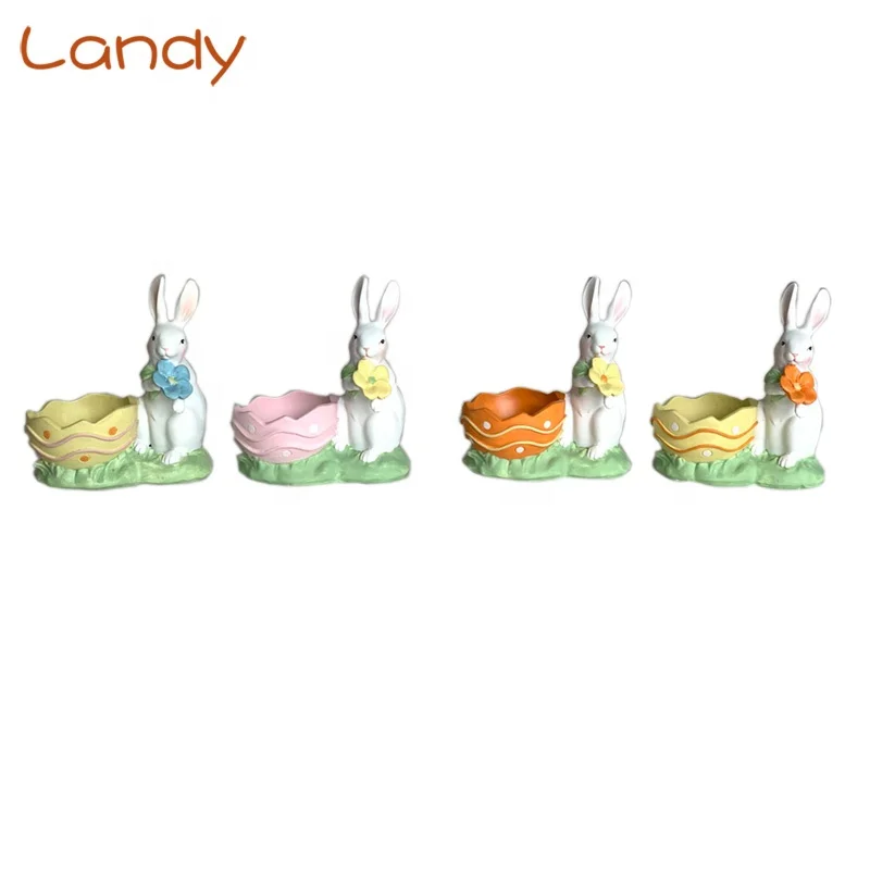 2023 New Easter Collection Resin Brown Rabbit Figurines For Holiday Decoration, 3ASST