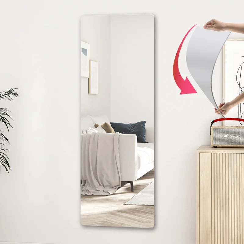 custom Safe Unbreakable Plastic mirror self-adhesive flexible acrylic mirror sheet wall sticker