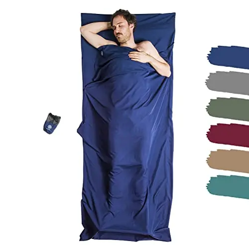 Sleeping Bag Liner Wide Cotton Camping and Travel Sheet Lightweight Warm Weather Roomy Compact Sleep Bag and Sack for Camping
