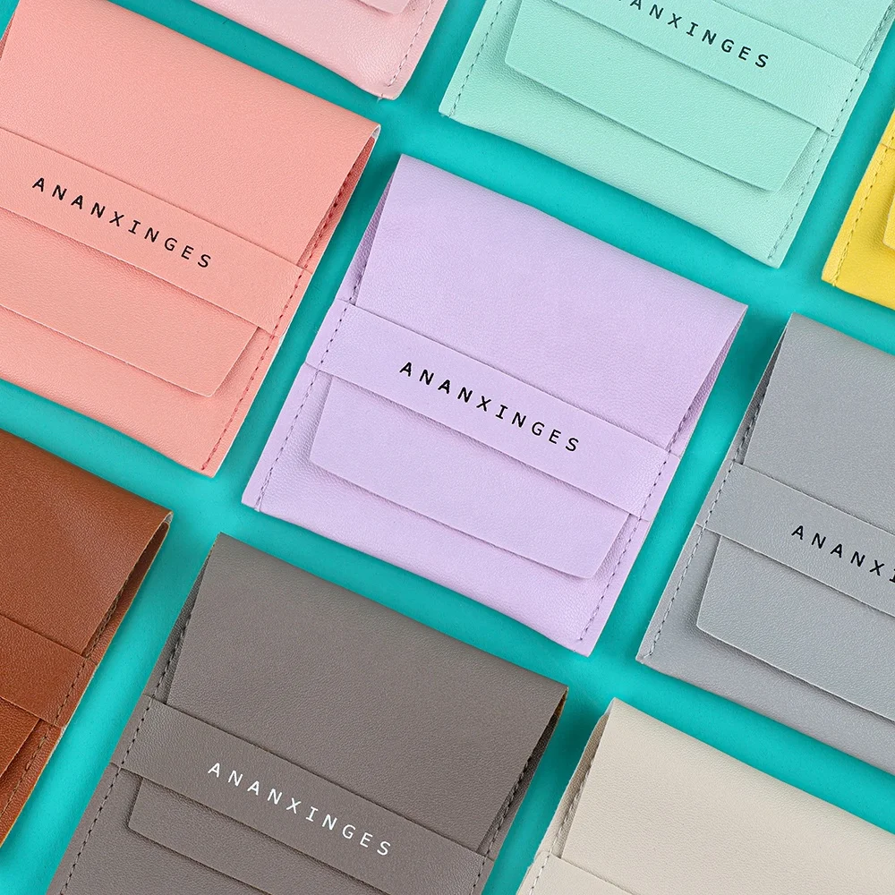 customize jewelry box packaging luxury earrings and necklace leather coin bag wallet pouch purse keychain jewelry leather pouch