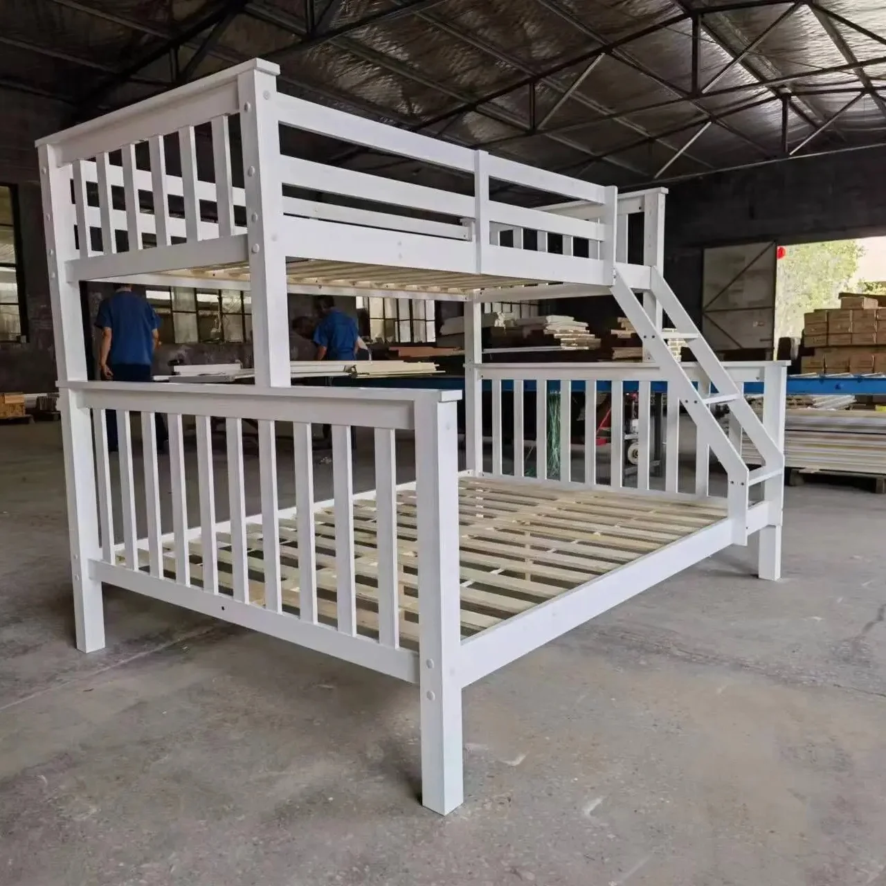 popular pine white natural and brown color bunk bed