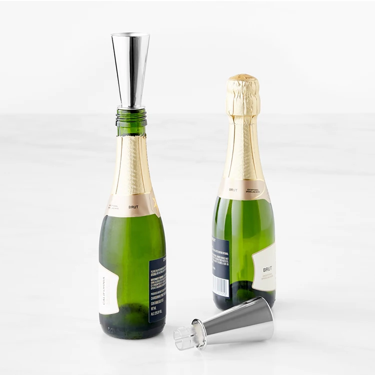 Hot Sell Promotional Gift Electroplated Mini Champagne Pourer Plastic Champagne Wine Sippers