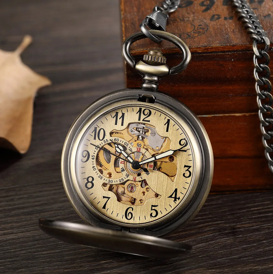 Antique Skeleton Hollow Mechanical Watch Automatic Mechanical Pocket Watches