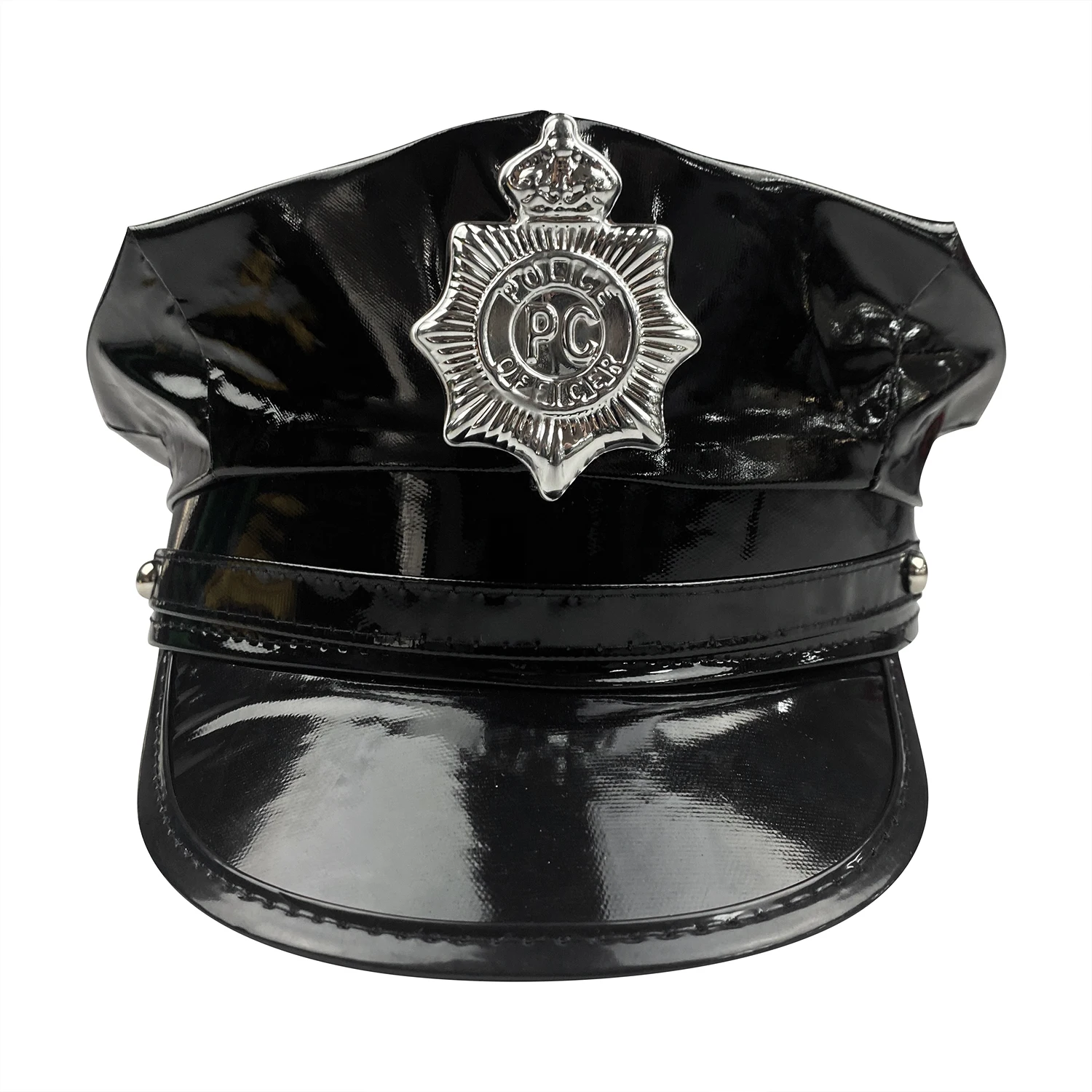 Patent Leather Officer Role Play Kit Hat  for Cop Swat FBI Halloween Party Dress up Costume Accessories