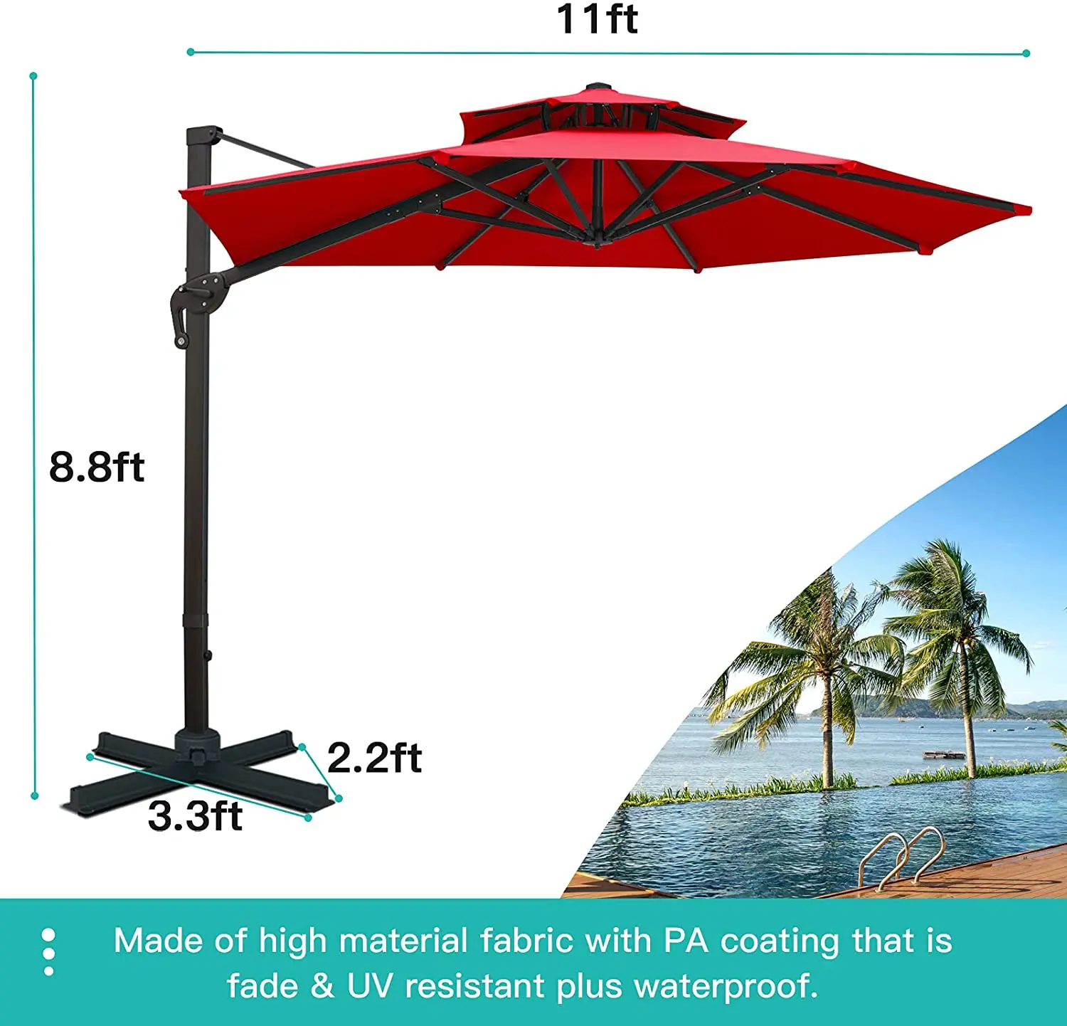 Parapluie Sombrilla Guarda Sol 360 Rotation & Integrated Tilting System Outdoor Big Umbrella Outdoor Sun Umbrella