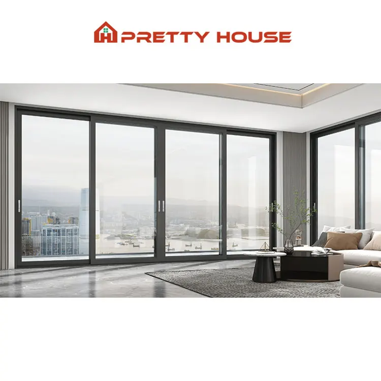 Florida Hurricane Impact Glass Sliding Doors Outdoor Exterior Triple Glazed Aluminum Alloy Balcony Door