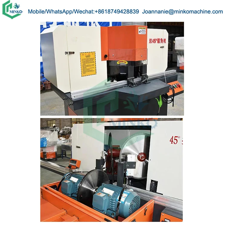 Double 45 degree head cutting saw for aluminium machine double head aluminum profile cnc cutter