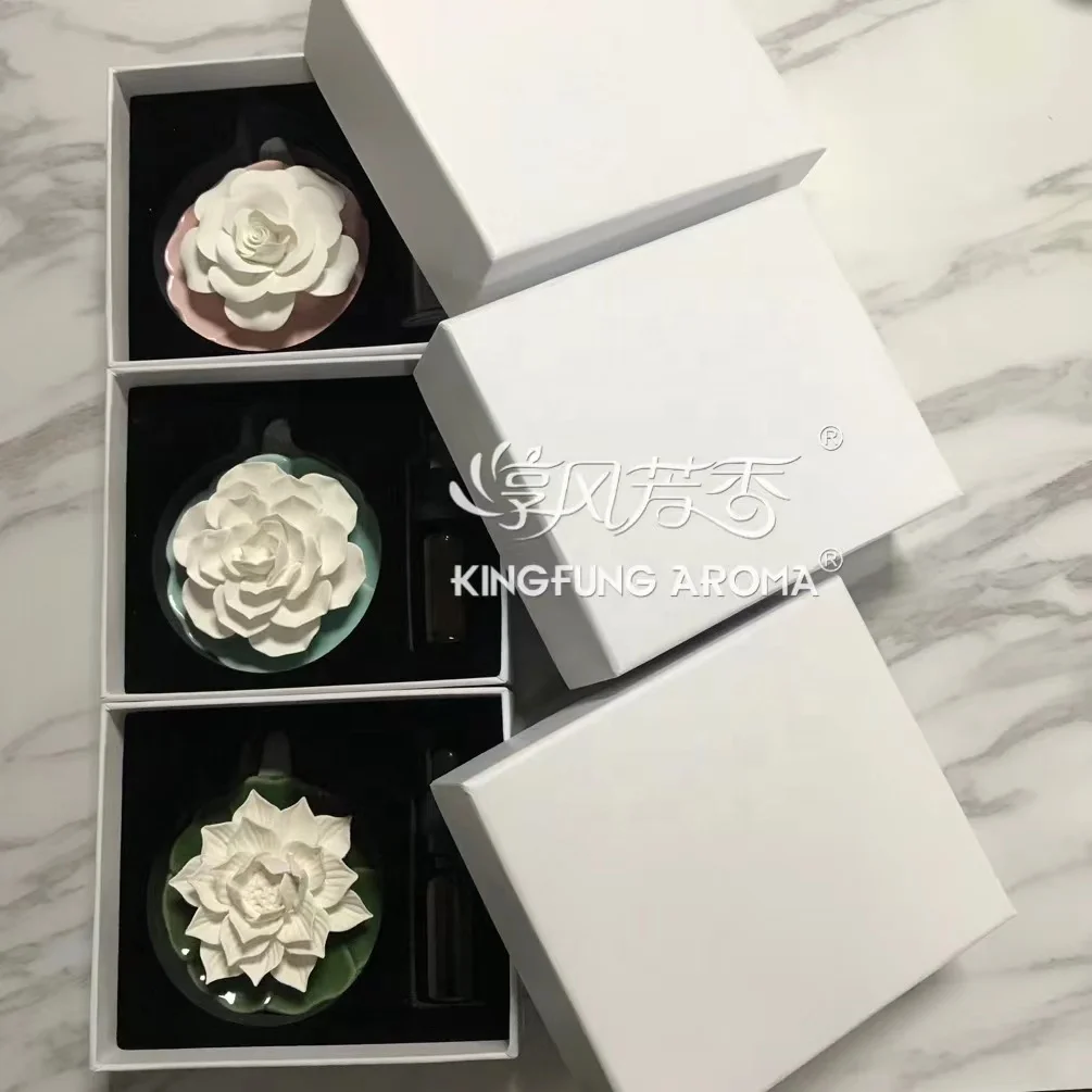 Amazon Hot Sell Ceramic gift box packing  Plate Flower Diffuser Bottle Reed Flower Air Freshener