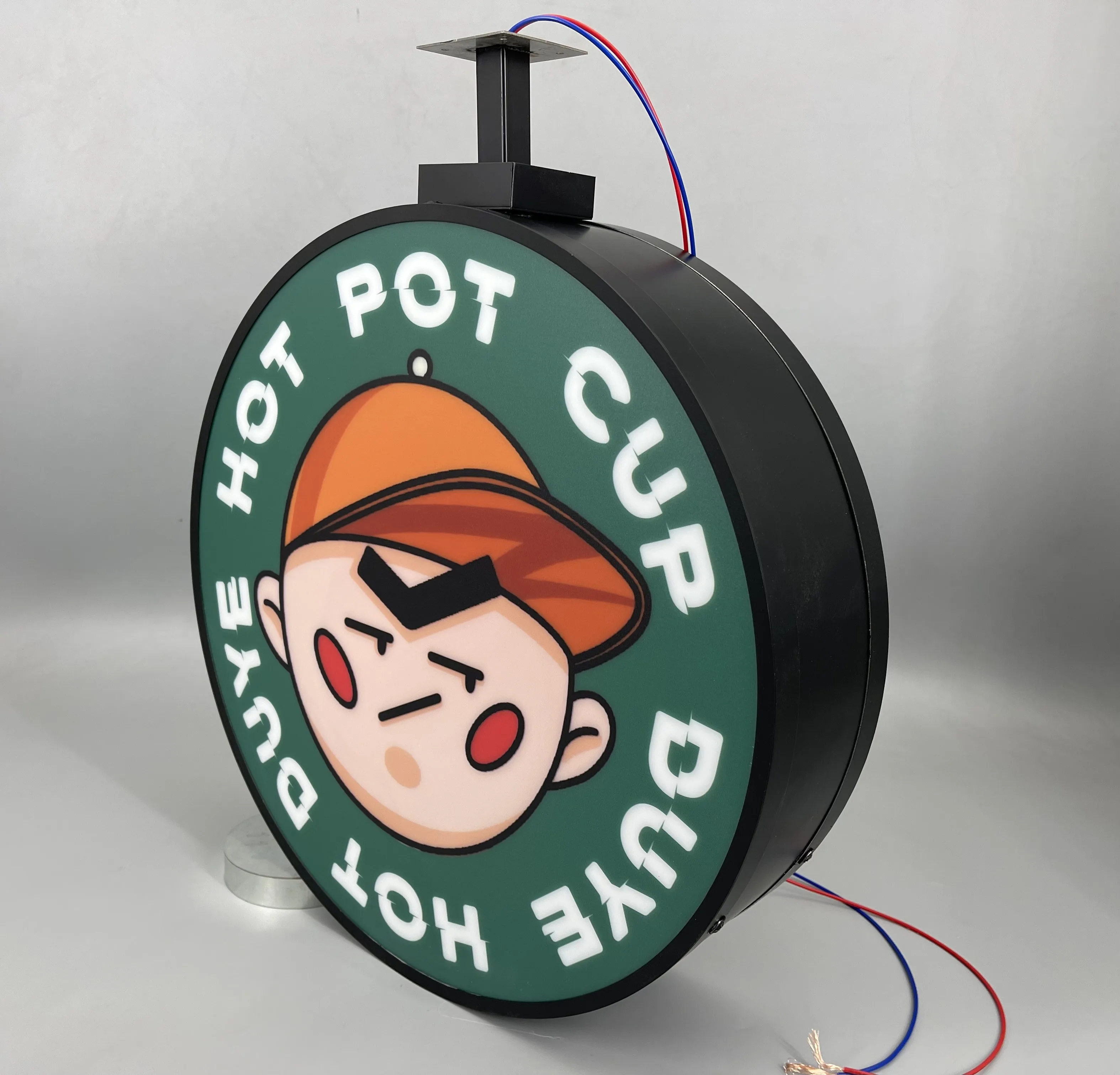 Factory Direct Sales Wall Side Hanging Board Circle Mounted Signboard Two Sides Led Light Box Sign For Bar Restaurant Store Signs