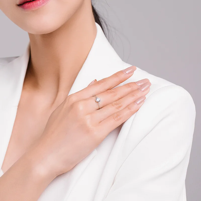 Hot Selling Fashion 925 Sterling Silver Slider Link Ring Dainty Birthstone Zircon Charm Adjustable Chain Ring