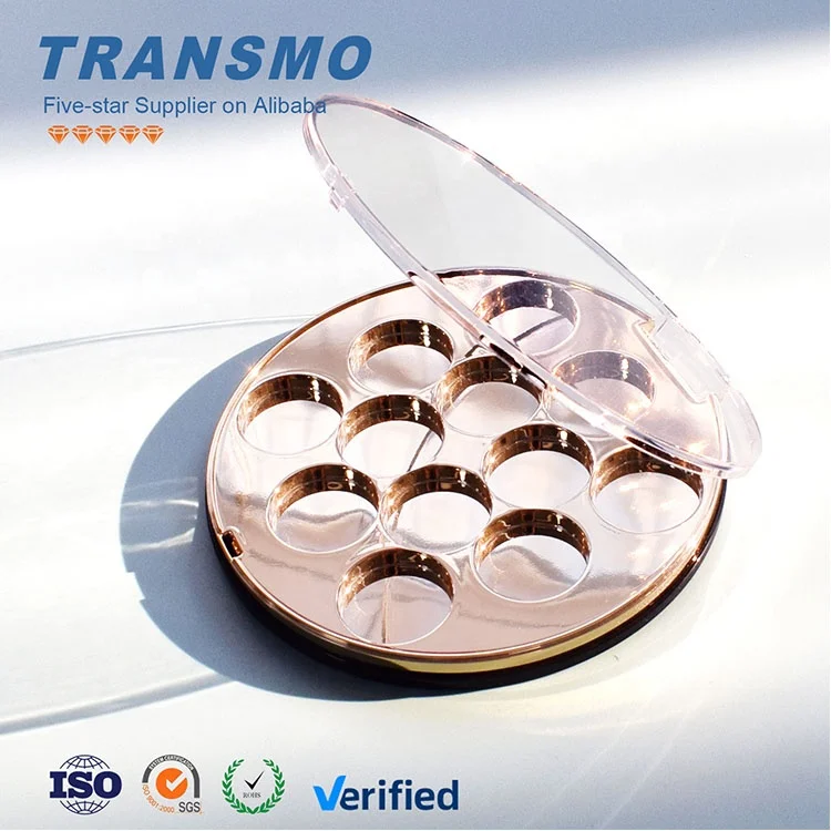 12colors gold glitter eyeshadow palette packaging wholesale customize clear acrylic eyeshadow palette