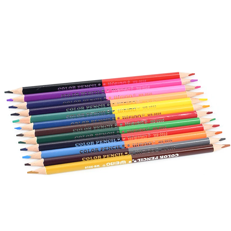 New Colored Pencils 24 Colors Wood Double Head Pencils Soft Lead Core High-Quality Wood For Student Drawing Stationery