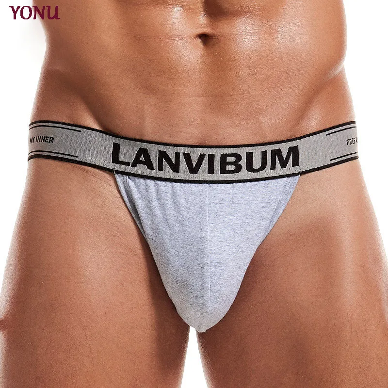Manufacturers European And American Boys Cotton Underwear Mid-waist Large Size Sexy Thong For Men