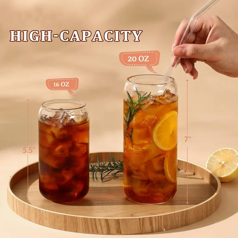 Free Sample 12oz 16oz 20oz frosted clear sublimation Glass Beer Can  glass cup jars with bamboo lid and straw