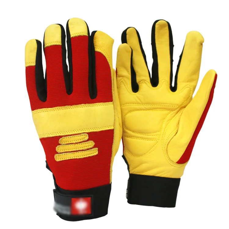 High quality durable using various wholesale Cattle leather shock absorbing hiking gloves