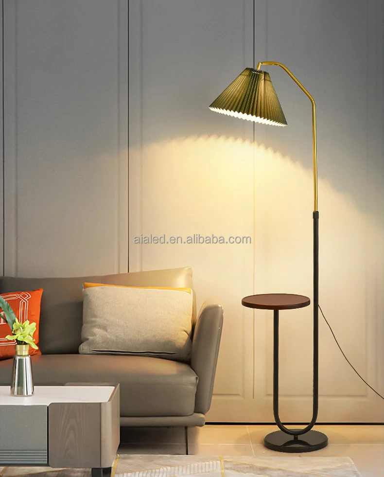 Floor light sofa living room bedroom bedside creative floor light Nordic vertical standing lamp with shelf coffee table