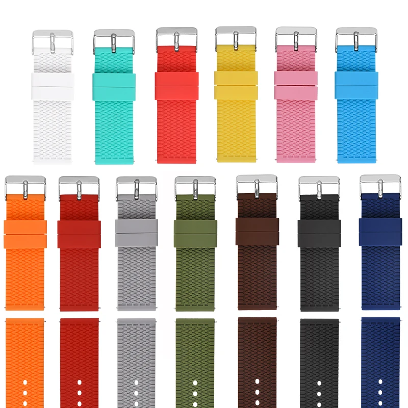Ready To Ship 20 mm 22 mm Colors Silicone Rubber Watch Bands Smart Watch Strap
