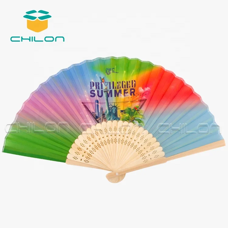 Радужный бамбуковый веер, украшение для вечеринки в стиле радуги, тканевый веер из бамбука