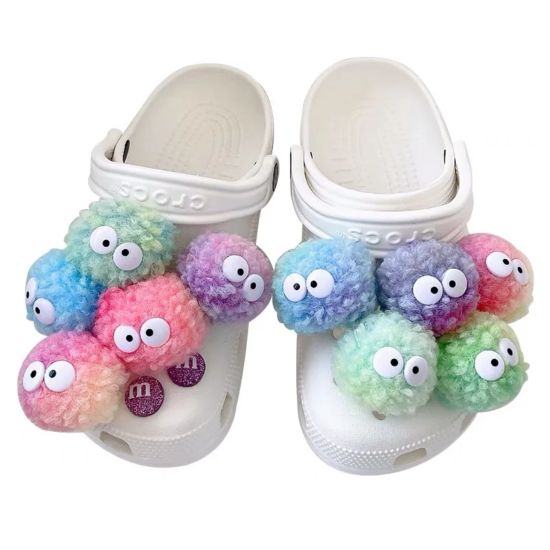 Hot selling ins style cute monster design wholesale fluffy ball charm for clogs