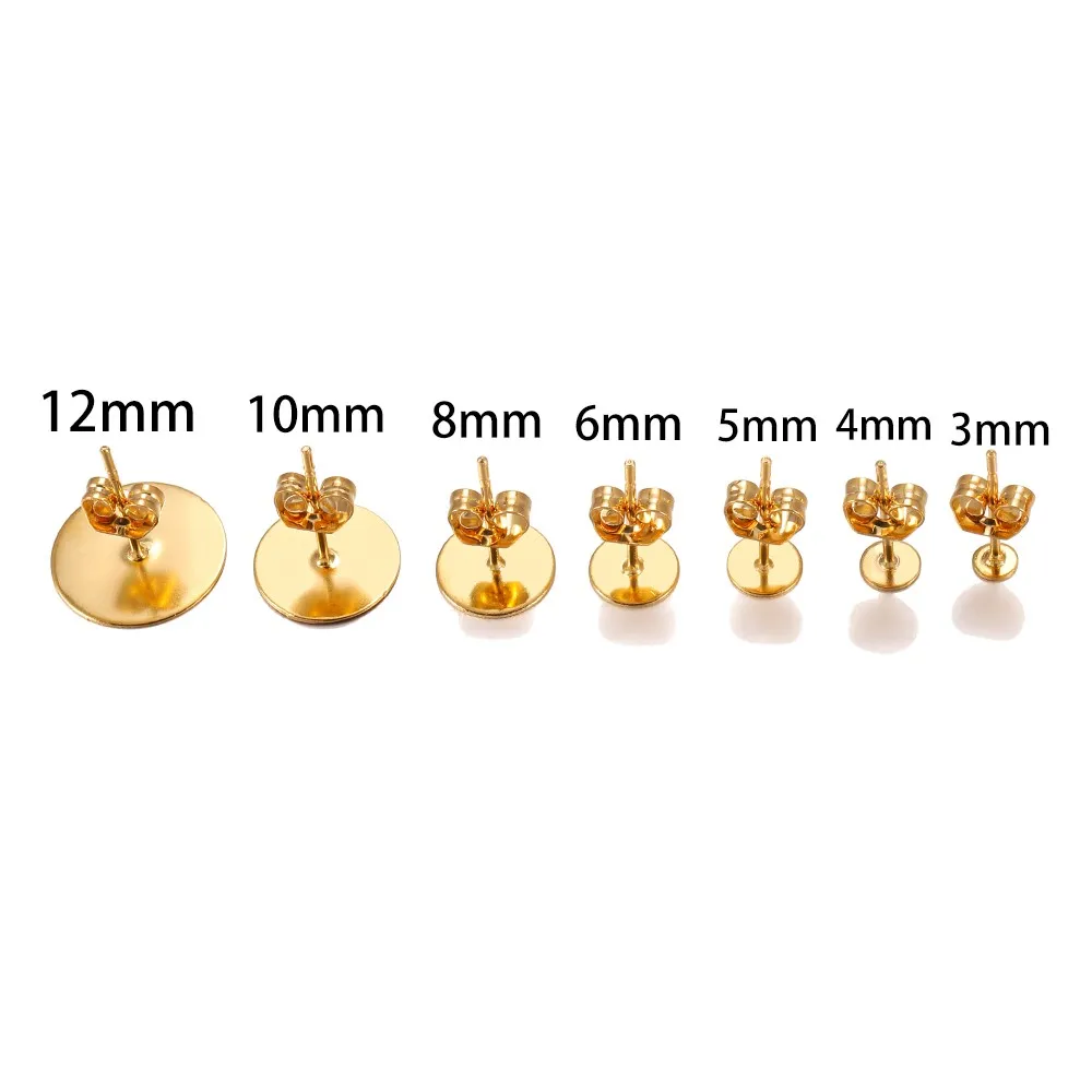 Factory Stainless Steel Blank Post Earring Studs Base Pins With Plug Findings Ear Back for DIY Jewelry Making