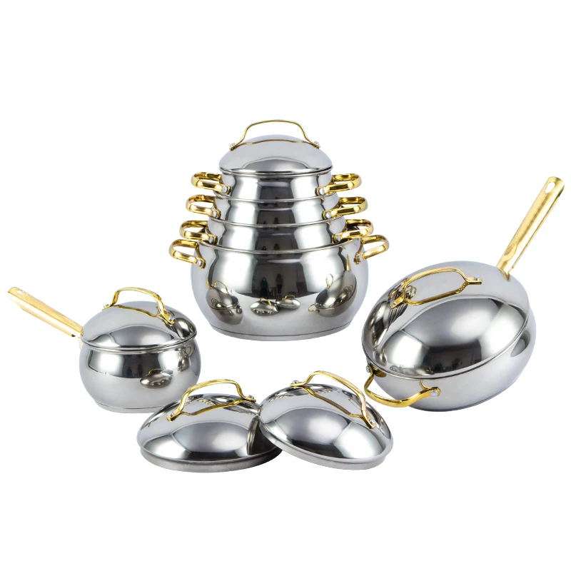 Kitchen Cooking Pots 12 pcs Casserole Stainless Steel Cookware Set
