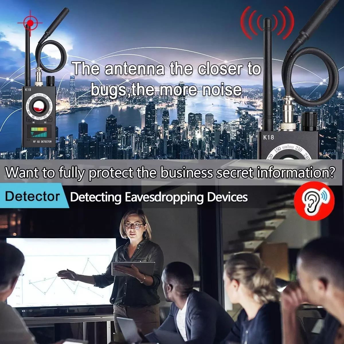 K18 Radio Frequency Detector Finder Home Office Anti Spy Detector Wireless Hidden Camera Detector Camera Scanner