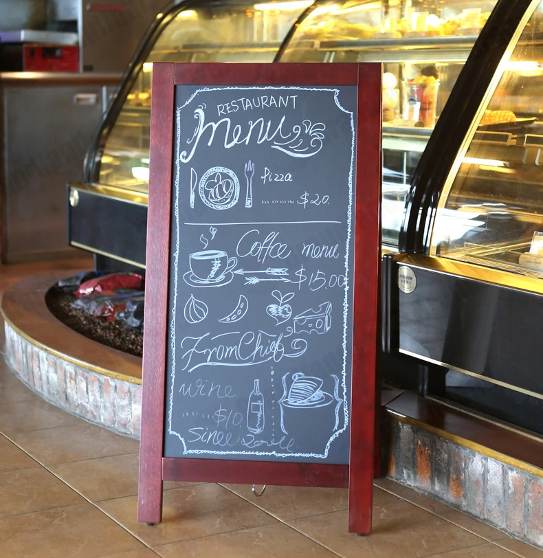 Наружная A-образная доска для письма деревянная бара ресторана меню дисплей рекламная