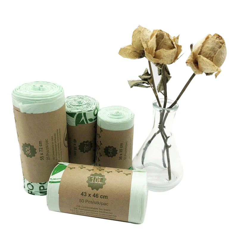 bio degradable compostable PLA cornstarch bin liner can garbage waste bags for home office