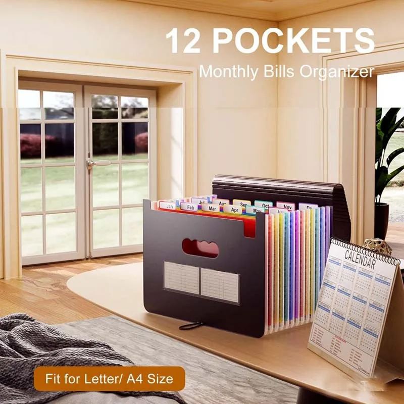 Custom Logo Cover A4 Size Rainbow 13And 25 Pockets File Organizer Folder New Arrival Expanding File Folder Office File Folder