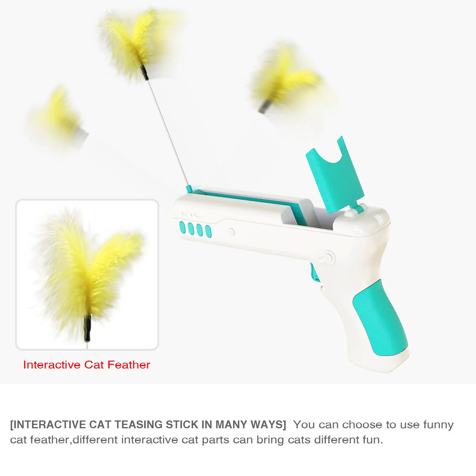  replacement plush one retractable wand cat feather teaser pack