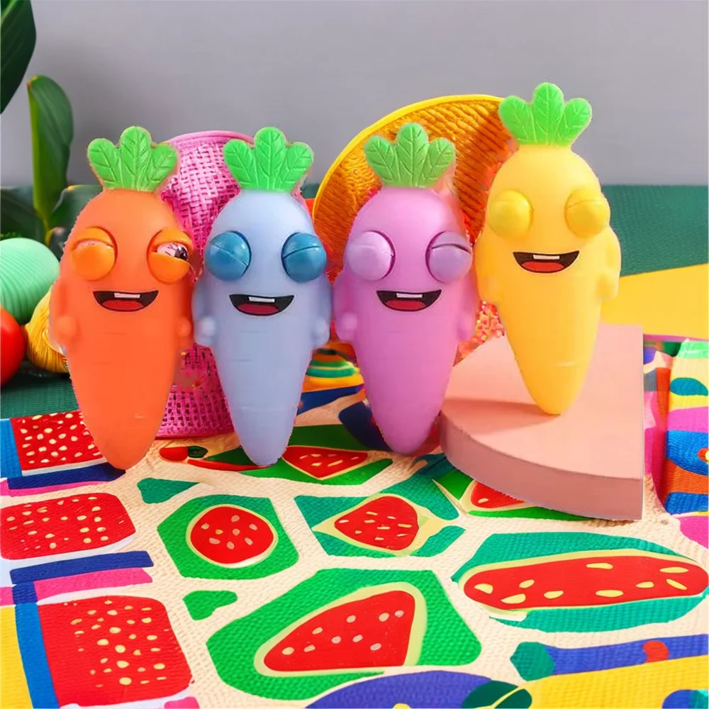 Cartoon Squeeze Pop Eyes out Carrot Fidget Toy Unisex PVC Novelty Stress Relief Toy for Kids Plastic & Rubber Dog Shape