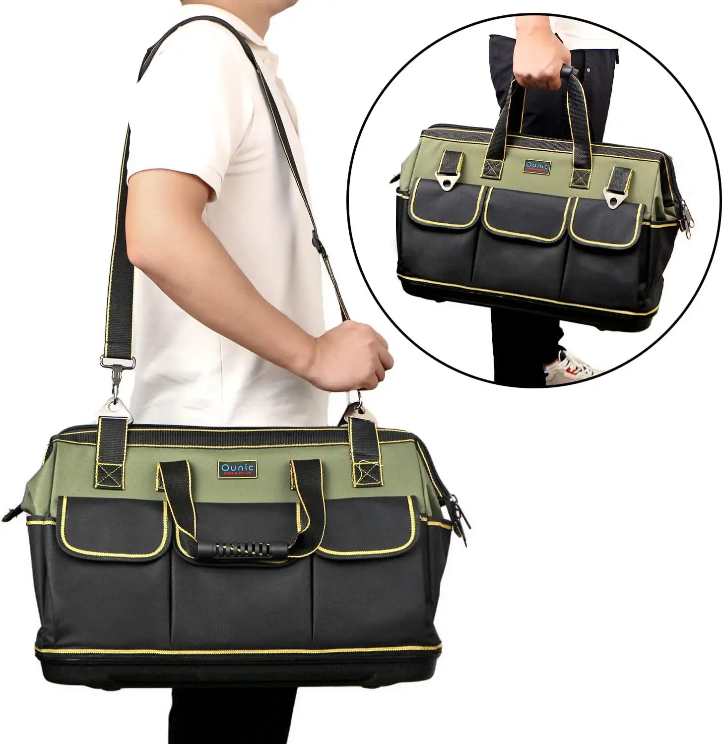 Сверхмощный мешок для инструментов с широким ртом и водонепроницаемым прочным формованным базовым органайзером регулируемым плечевым ремнем специально