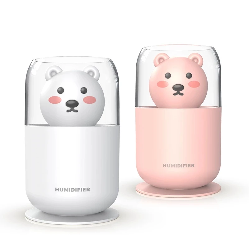 300ml Mini Portable Cute Bear Air Humidifier USB Essential Oil Diffuser with LED Night Light Household Silent Humidifier