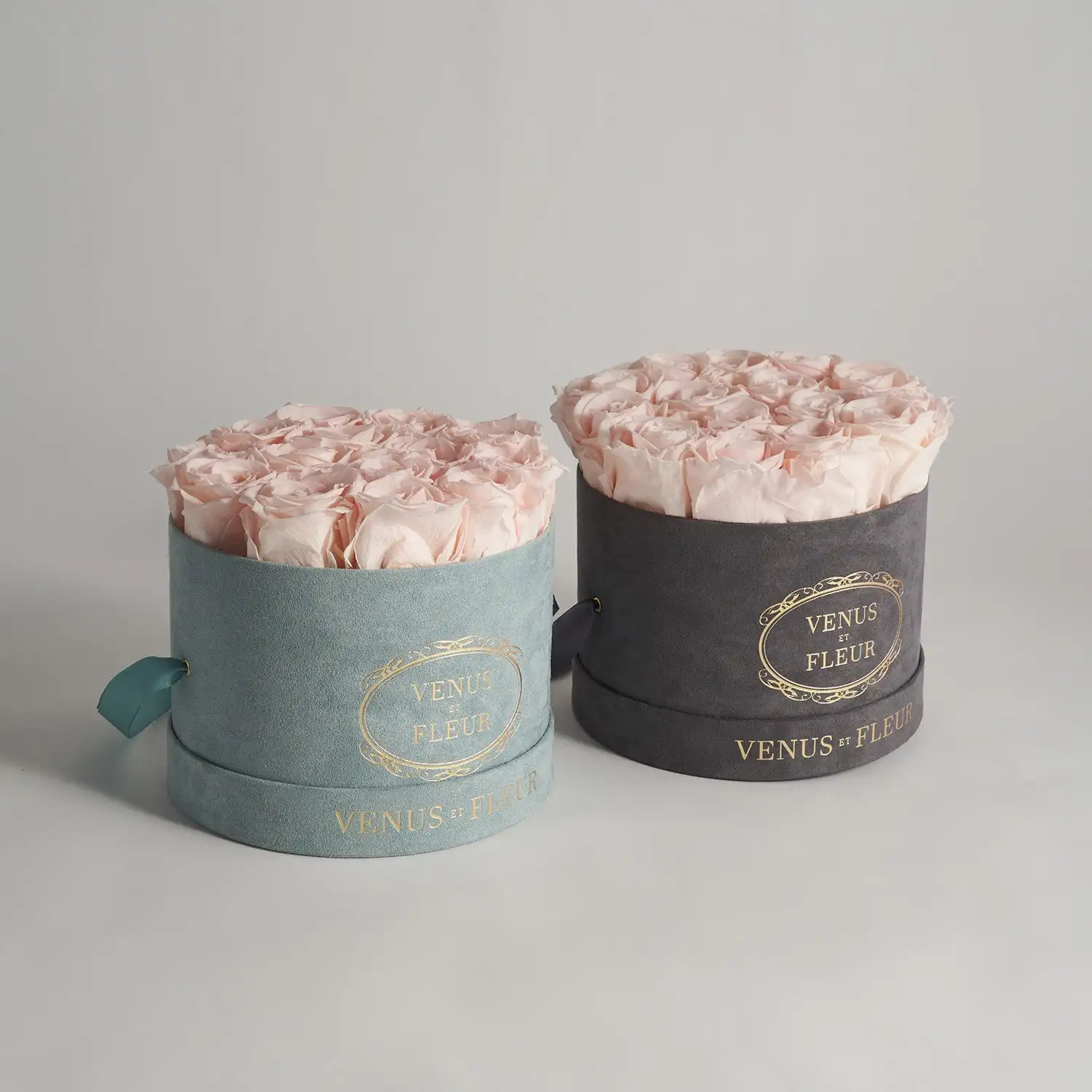 Customized logo small preserved rose gift box round cylindrical suede velvet flower box