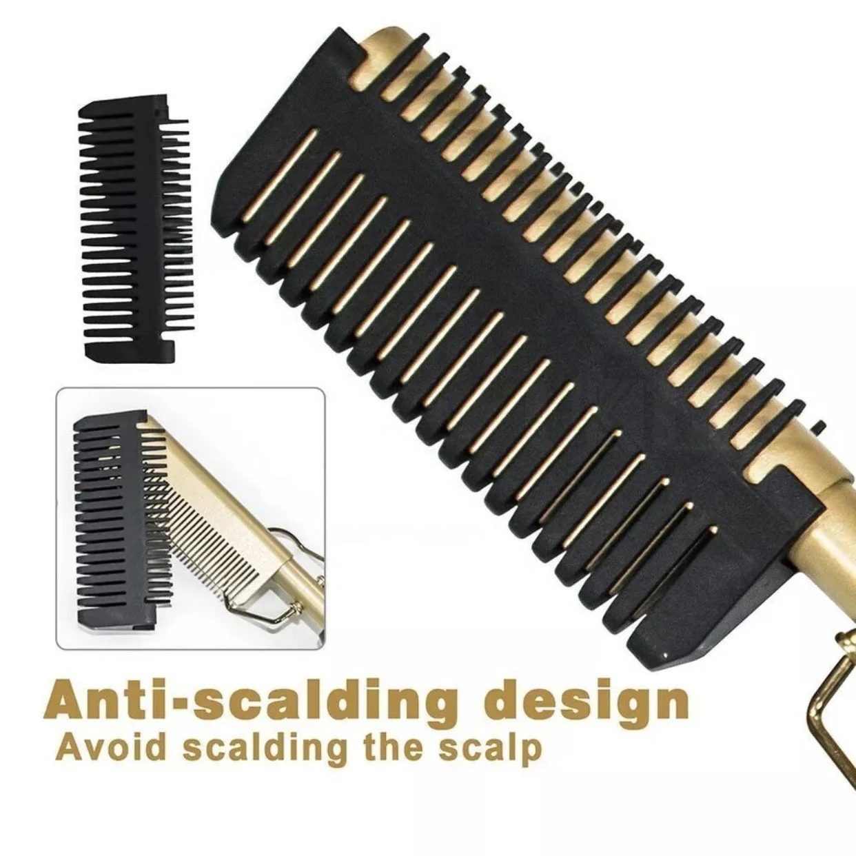 Copper Metal Hot Hair Comb Beauty Salon 450F Fast Heating Curling Iron Copper Comb 00 Degrees Electric Hair Straightener Comb